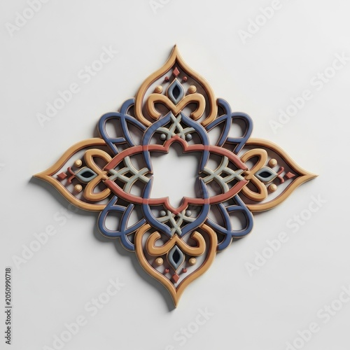 Intricate 3D Rendered Mandala Design with Warm and Cool Tones.