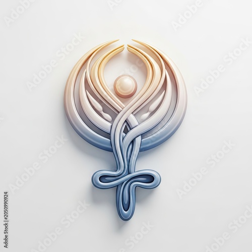 Stylized Female Symbol with Gradient Colors on White Background.