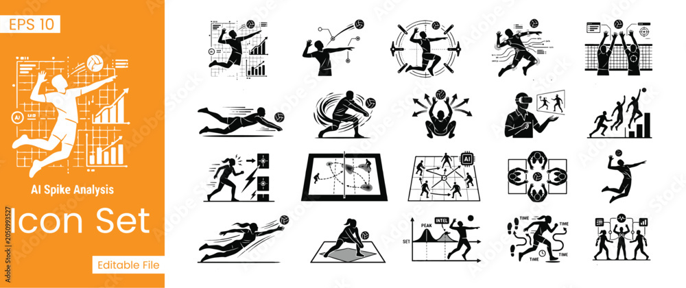 Fototapeta premium Ancient Tribal Sports and Human Activity Symbol Collection, Prehistoric Cave Art Pictograms, Primitive Cultural Glyphs, Indigenous Lifestyle Icons and Historical Petroglyph Illustrations 