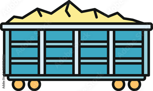 Schilderij op canvas Railway carriage filled with sand or mining materials, representing heavy indust