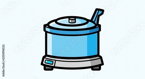 Blue plastic bucket with metal handle isolated.