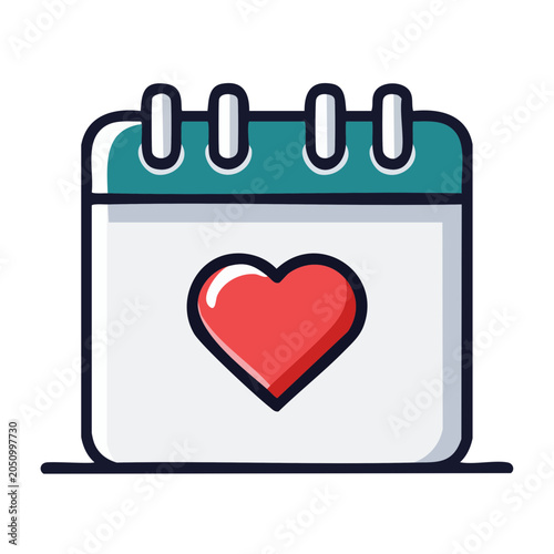 Calendar icon with red heart symbol