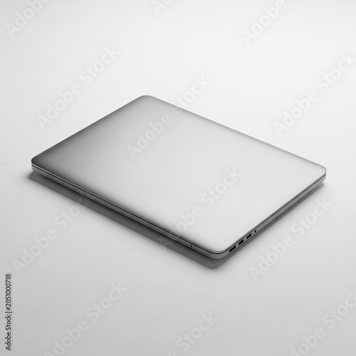 Sleek Silver Laptop Closed on White Background.