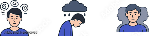 Photos Mental Health Disorders Icons Illustration with Anxiety Depression and Lonelines