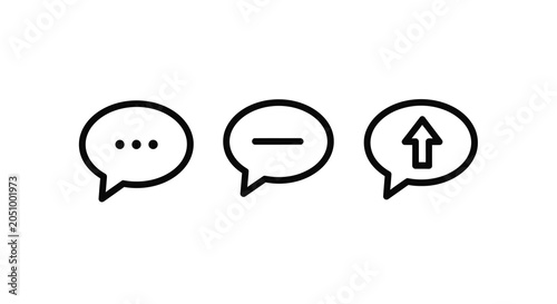 Foto Chat Bubble Icons With Ellipsis Dash And Upload Arrow On White