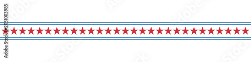 Foto Patriotic red stars and blue stripes seamless border ribbon.