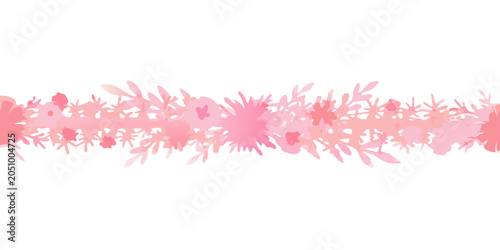 Fotografija Pink grass illustration with stylized leaves on a black background