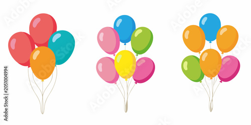 Photos Colorful balloons groupings on a white background vector illustration