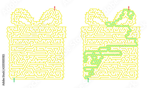 Printable winter holiday labyrinth in gift box shape  