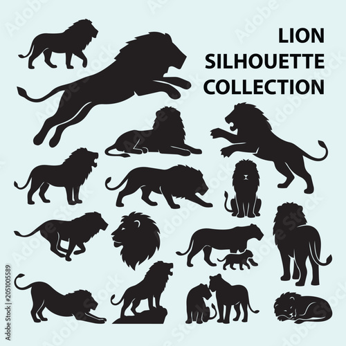 Photography Vector Graphic Silhouette Set Of Wild Lions