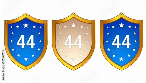Shields with Number 44 and Starry Design Collection.