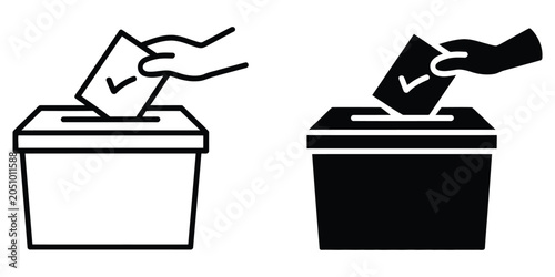 Foto Hand voting ballot box icon symbolizing electoral choice democracy citizen engag