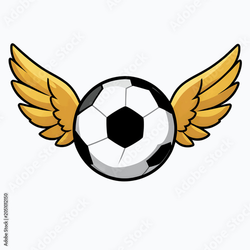 Bild auf Leinwand A minimalist flat vector of stylized eagle wings in golden framing a soccer ball
