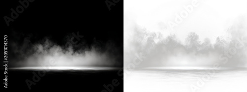 White smoke and thick fog on the floor for product gas effect, overlay grey smoke png