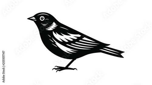 Bird icon illustration with sunburst design in black and white