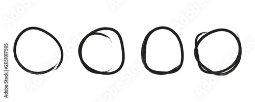Hand drawn black circles on white background