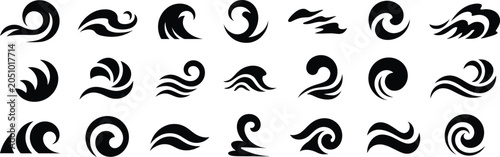 wave collection of wave icons swirl crest curl symbols