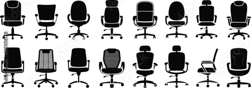 Canvas Print chair office chair silhouettes comparison ergonomic designs vector set
