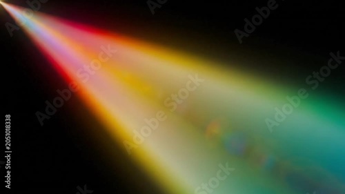 Colorful Rainbow Prism Lens Flare Beam And Optical Light Leak Effect Sweeping On Black Background