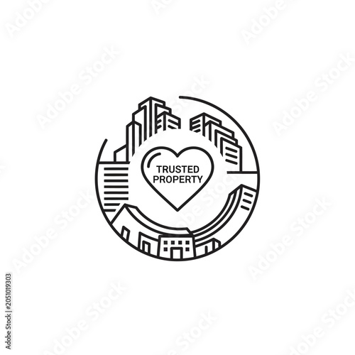 Circular badge with city skyline heart and trusted text.