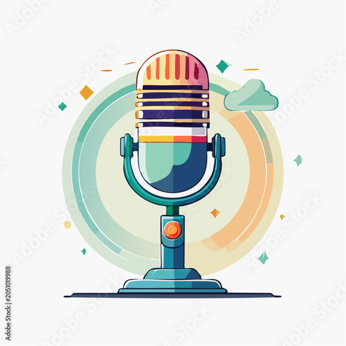 Retro Microphone Illustration with Abstract Background