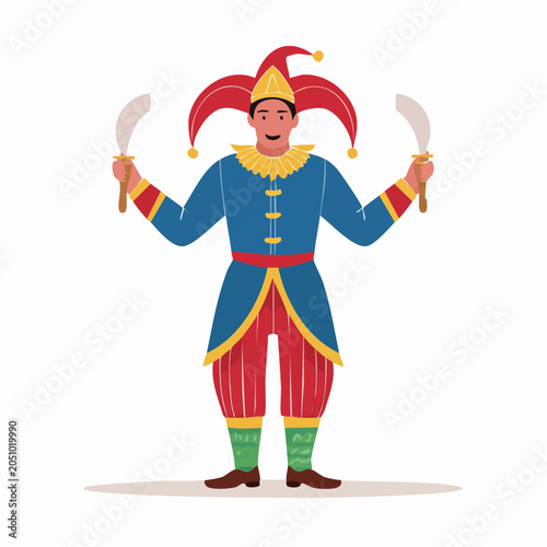 Jester Character Holding Swords