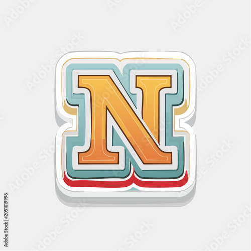 Retro Style Letter N Alphabet Icon