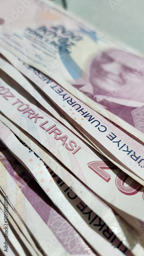 collage made of dollars and Turkish liras