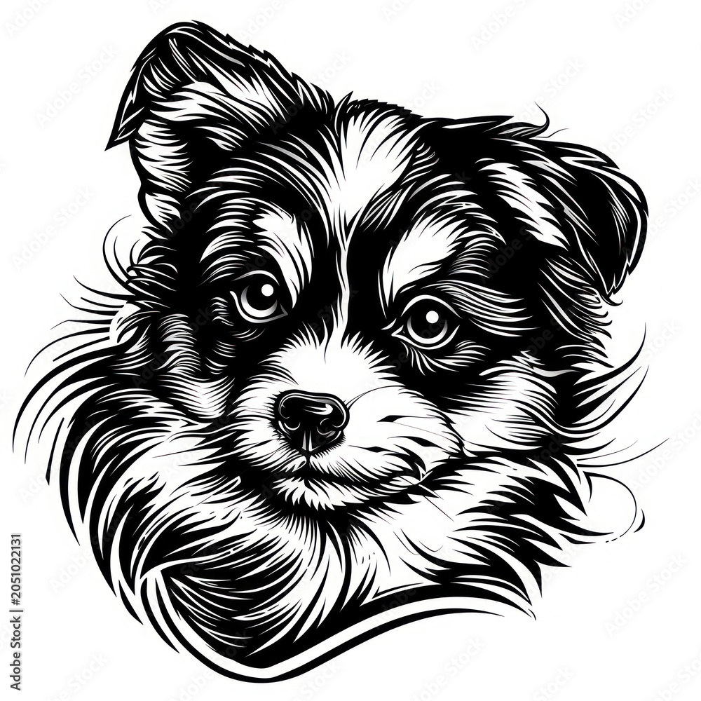 Fototapeta premium Pet puppy drawing illustrated wildlife.