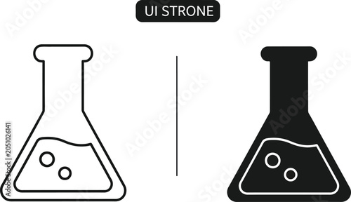Bild auf Leinwand Erlenmeyer flask line art and silhouette vector illustration set