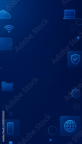 abstract blue background with digital icons