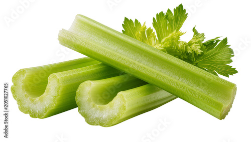 Foto Fresh green celery stalks with leaves