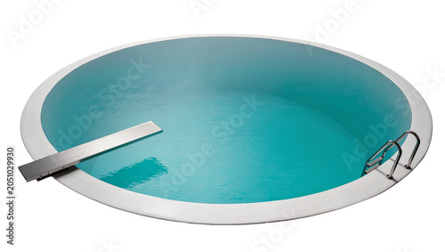 Принти на полотні Round swimming pool with diving board and ladder