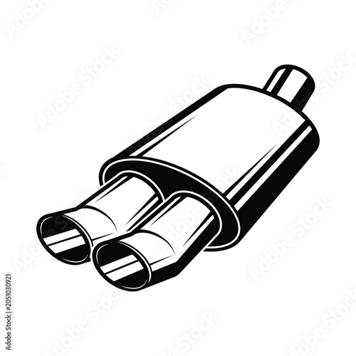 Konstfotografi Exhaust muffler with dual chrome tips vector illustration.