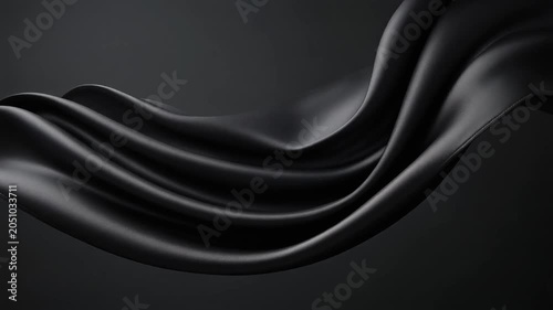 Smooth flowing black fabric texture with elegant draped folds on dark background for luxury design