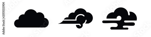 Konstfotografi Cloud and wind weather icons - breezy and windy conditions symbols