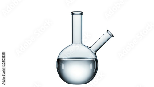 Obraz na plátně Round bottom flask with side arm containing clear liquid