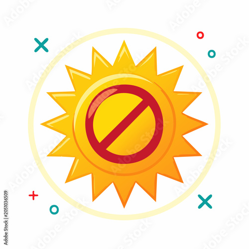 Sun with prohibition sign icon