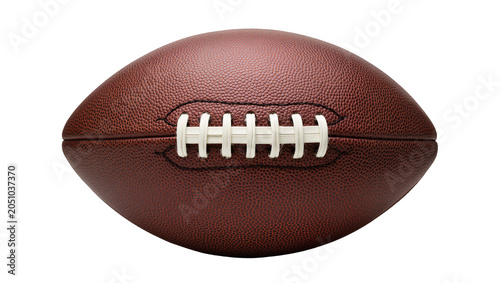 Bild auf Leinwand American football ball with white laces and textured brown leather