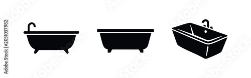 Foto Various bathtub icons for bathroom and interior design.