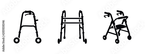 Foto Medical walker icon set
