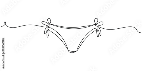 Bilde på lerret Bikini bottom underwear drawn in a continuous single line art style