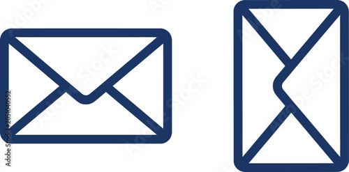 Obraz na płótnie Two blue envelope for email and communication
