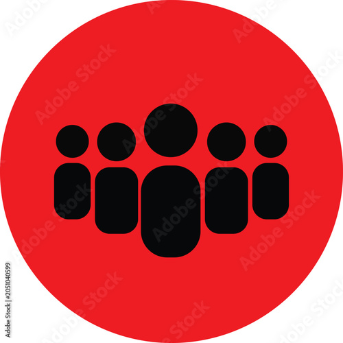 Community Team People Group Icon on Red Circle Background