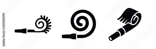 Photos Party blower icon set