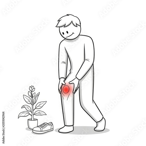 Man experiencing knee pain at home.
