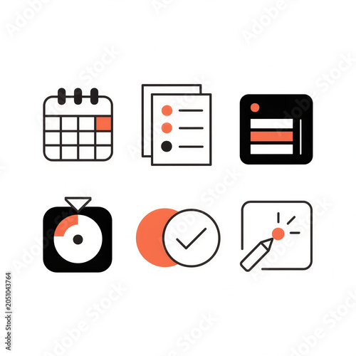 Productivity Planning Time Management Tools Vector Icon Set
