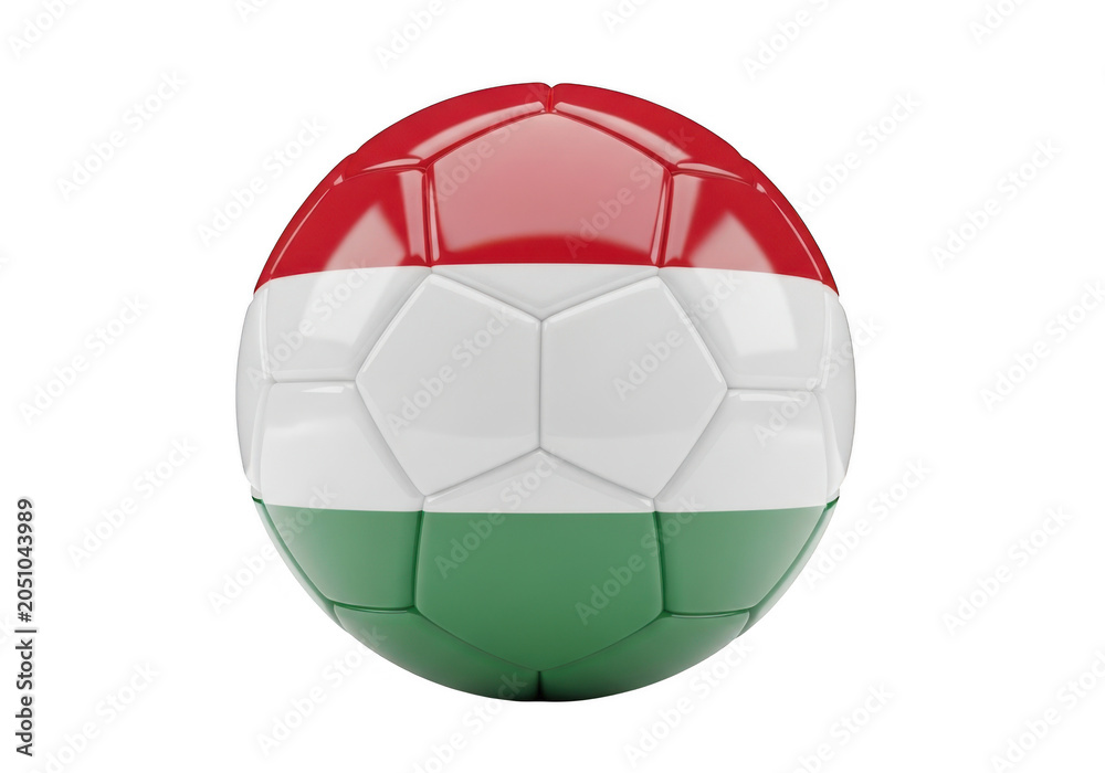 Fototapeta premium Soccer ball with the flag of hungary isolated on transparent background
