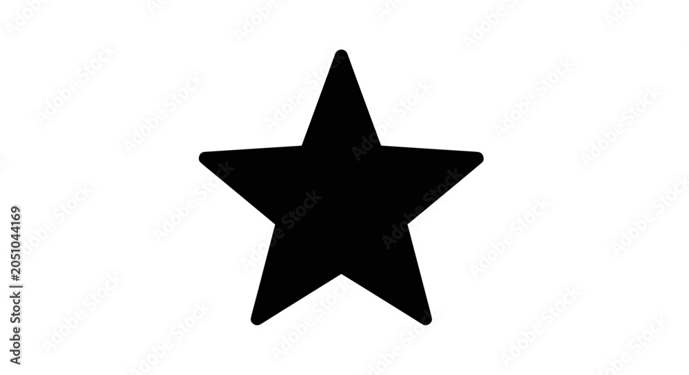 Obraz premium Simple Black Star Shape Isolated on White Background.