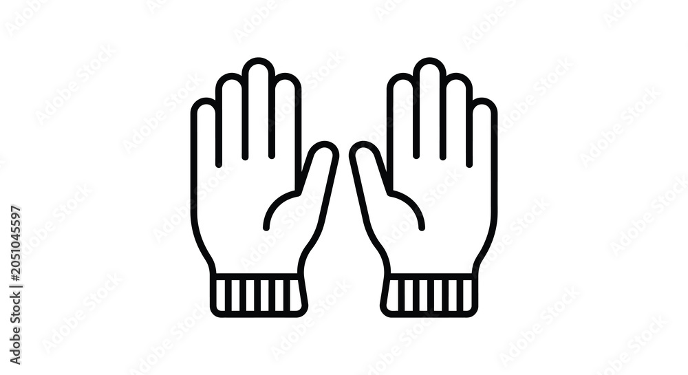 Obraz premium Two Hands In Outline Black Line Art Icon On White Background